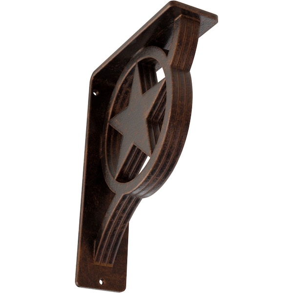 Ekena Millwork Austin Wrought Iron Bracket, (Triple center brace), Antiqued Copper 2"W x 5 1/2"D x 8"H BKTM02X05X08TAUACO - main
